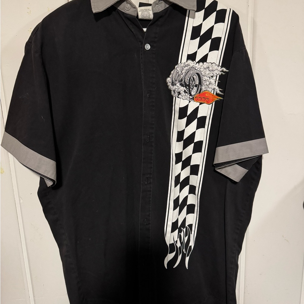 Vintage Men's Black and Gray metallica Dress Shirt